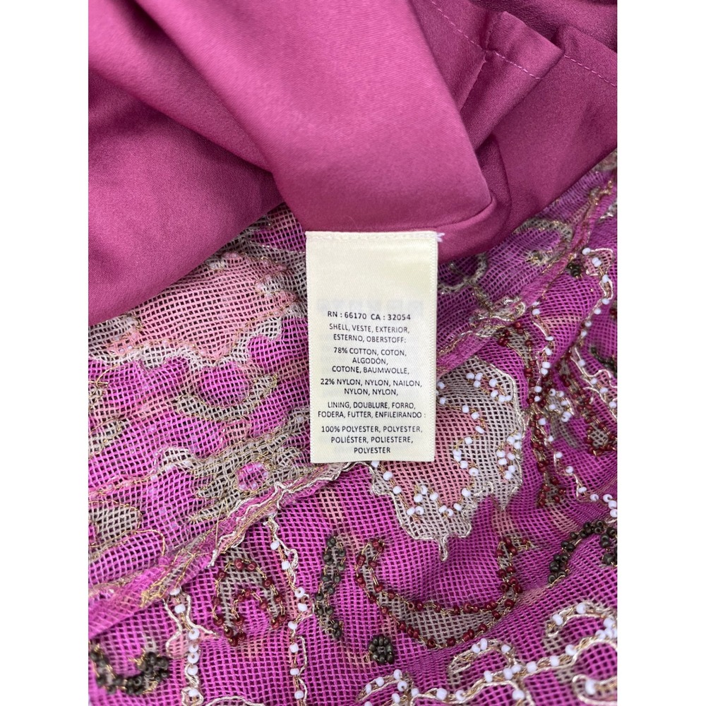 Floreat Anthropologie Beaded Mesh Asymmetrical Midi Dress Rose fairy glam sz2 - Picture 4 of 7
